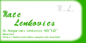 mate lenkovics business card